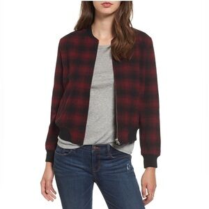 BB Dakota Buffalo Plaid Bomber Jacket Red & Black